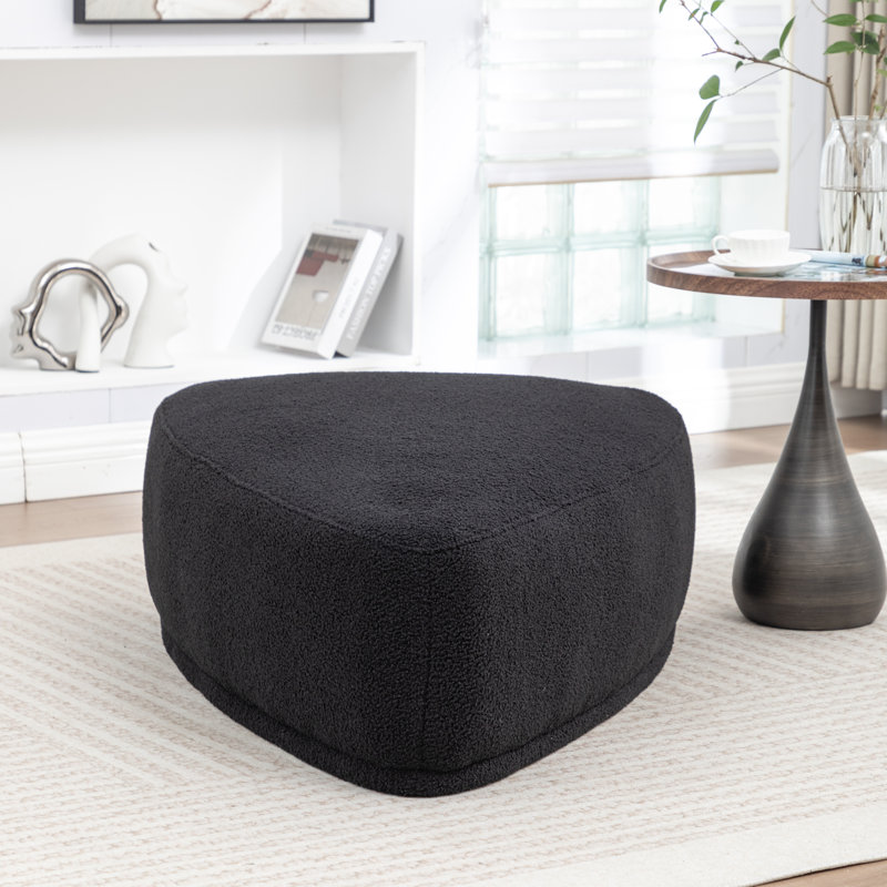 Sam Faux Fur Upholstered Ottoman, Black