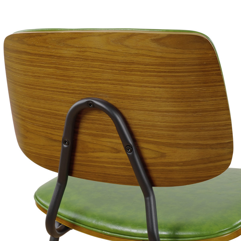Breajah 18.11 Wide Faux Leather Dinning Side Chair with Metal Frame, Green