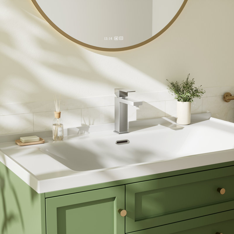 NO Single-handle Bathroom Faucet with Drain Assembly, Brushed Nickel