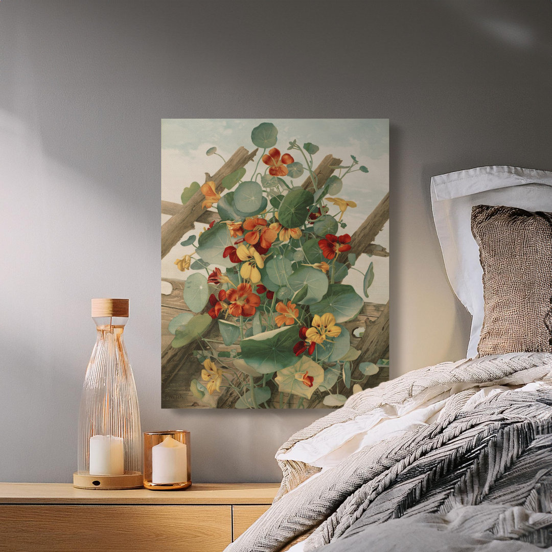 Colorful Botanical Nasturtium Garden Wall Art