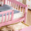 Lit simple TG rose avec garde-corps et rangement, tête de lit mignonne, garde-corps à plateforme confortable, sommeil sécuritaire, assemblage simple