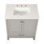 Meuble-lavabo autoportant de 30 po avec lavabo, comptoir Carrara avec lavabo rectangulaire encastré en céramique, grande porte de rangement à fermeture en douceur, structure en bois massif-806117829