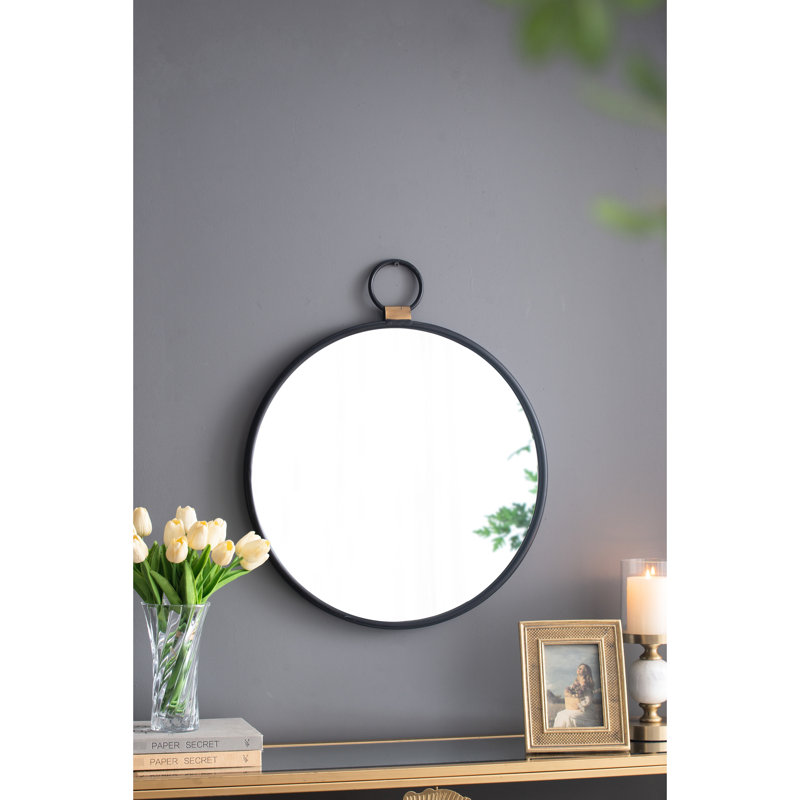Miroir à cadre noir 24 po x 27 po - Accent moderne pour le salon, la chambre à coucher, le vestibule, le vestibule, qui réfléchit pour agrandir le mur de l'espace de la pièce avec une option de décoration minimaliste qui augmente la luminosité