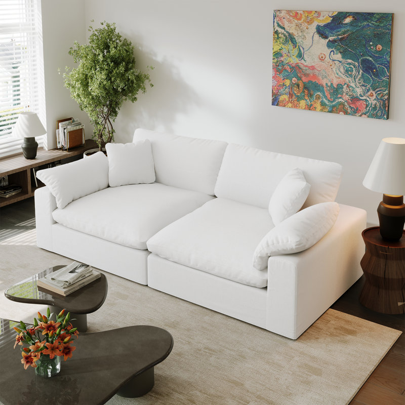 Causeuse modulaire 83 po Mahar, Blanc