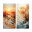 «Orange Bold Waterfall Sunrise I», ensemble de 2 reproductions d'art abstrait-102576998-102576997