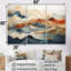 Abstrait orange et bleu, rivière bleue, encre III, ensemble d'art sur toile marbrée-112014689-111758559