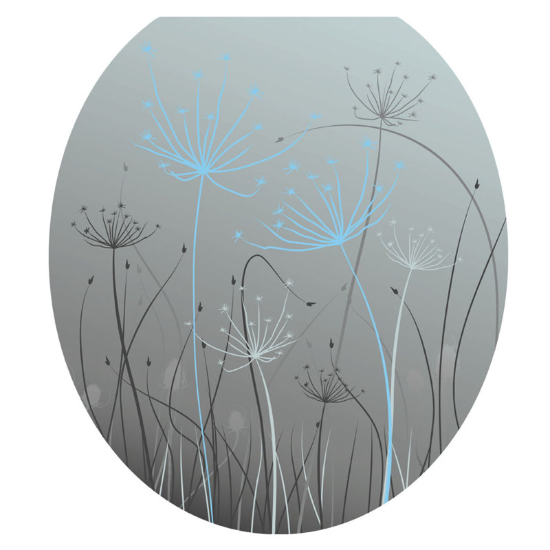 Décalcomanie de siège de toilette Floral Thistles - Toilette moderne avec couvercle en vinyle, Rond