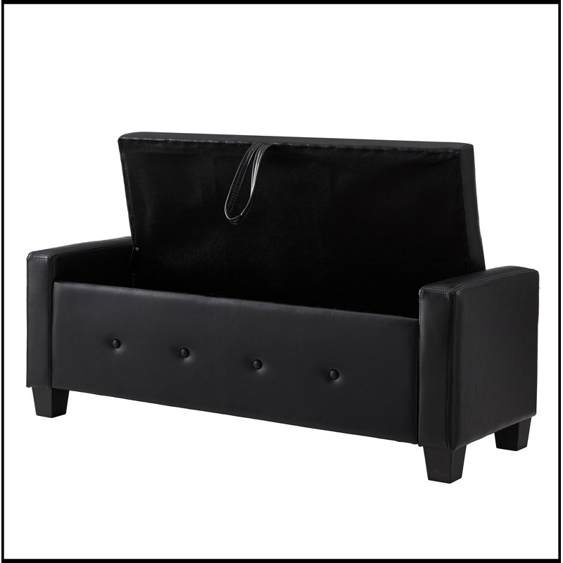 Banc rembourré capitonné avec rangement, Noir