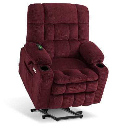 Small Dual Motor Power Recliner Lift Chair with Massage and Heat, Infinite Position, Fabric