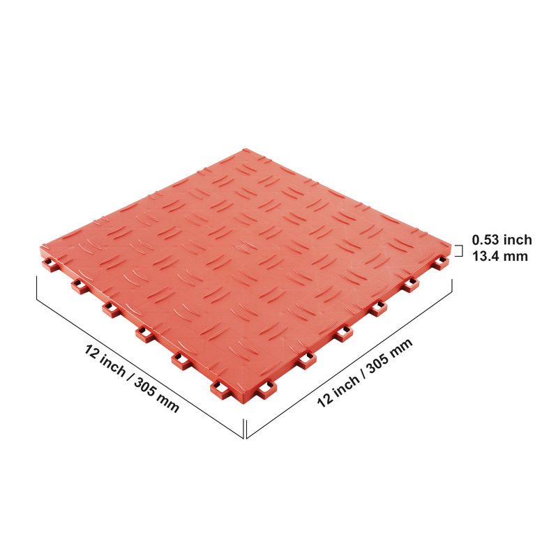 Carreaux de sol de garage à emboîtement 12 po x 12 po, Rouge