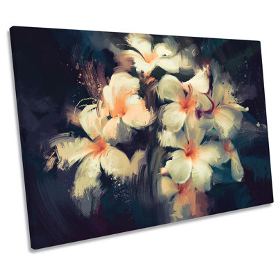 White Floral Flowers Paint Repro - Wrapped Canvas Print