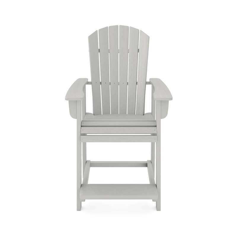 Adirondack Style Counter Chair – Stylish Hdpe Poly Lumber For Dining, Patio, Dark Gray