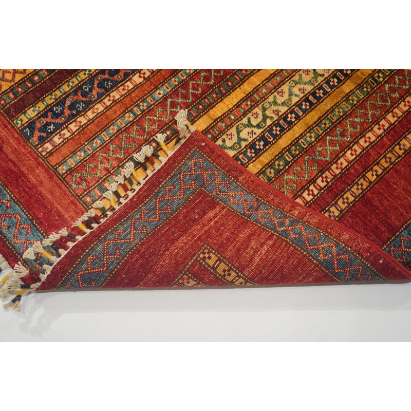 Aryana Wool Striped Area Rug in Red