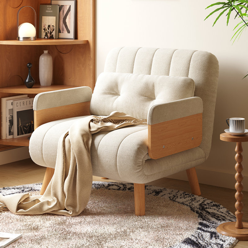 35.43''3-in-1 Convertible Chair Bed — 5-Position Backrest, High-Density Foam & Solid Wood Legs, Ideal for Small Spaces & Adults