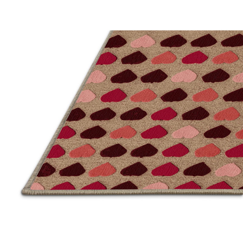 Washable Heart Motifs Farm Area Rug, Rectangle 8' x 10'
