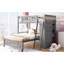 Lit superposé en bois gris avec lits simples superposés, six tiroirs et fond amovible avec motifs de tablettes de rangement réglables-421049833-421049830