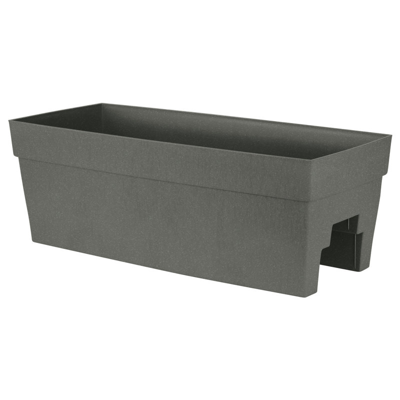 Gray Plastic Self-Watering Rail Planter for Outdoor Use