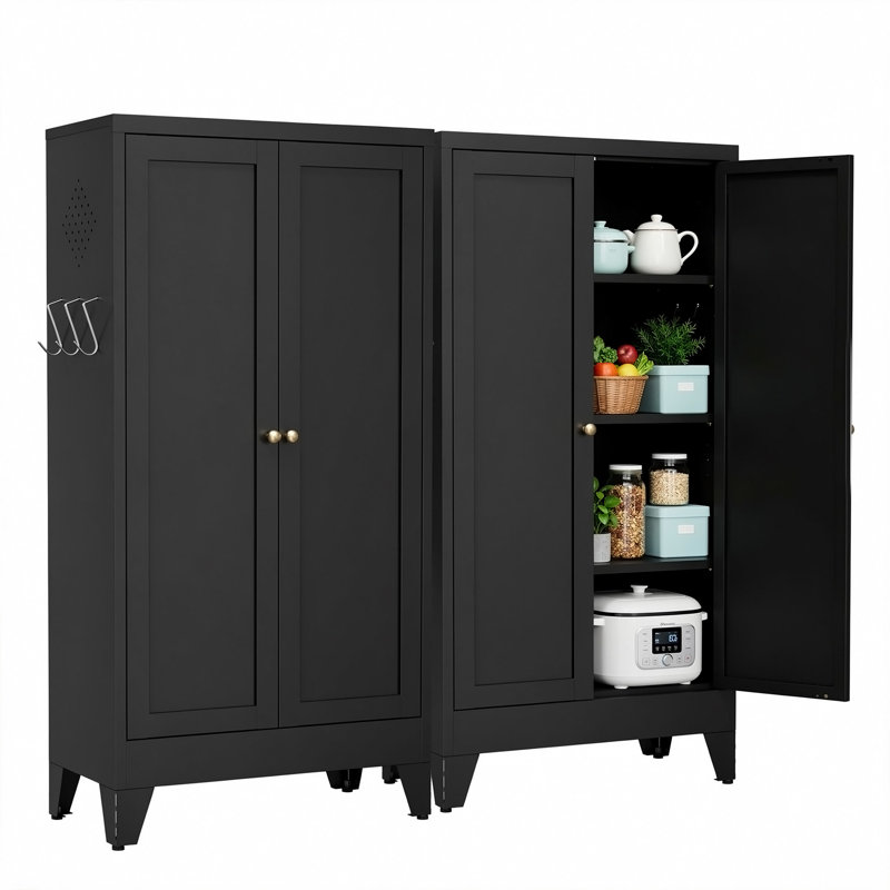 Rangement réglable de 47,3 po en métal noir avec 3 tablettes