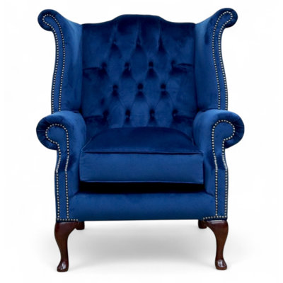 Velvet Fabric Wingback Chair