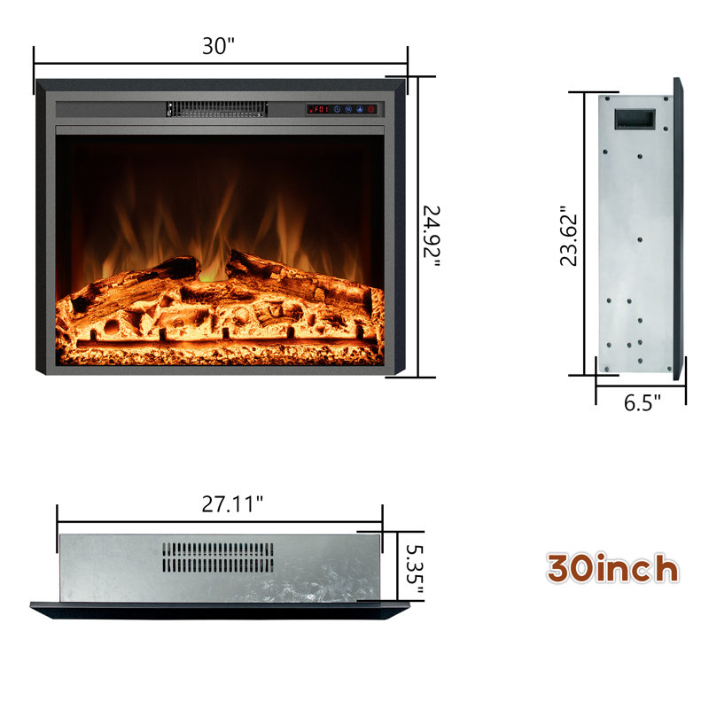 Insertion de foyer électrique Lembert, H 24,9 po x l 30,5 po x P 6,5 po