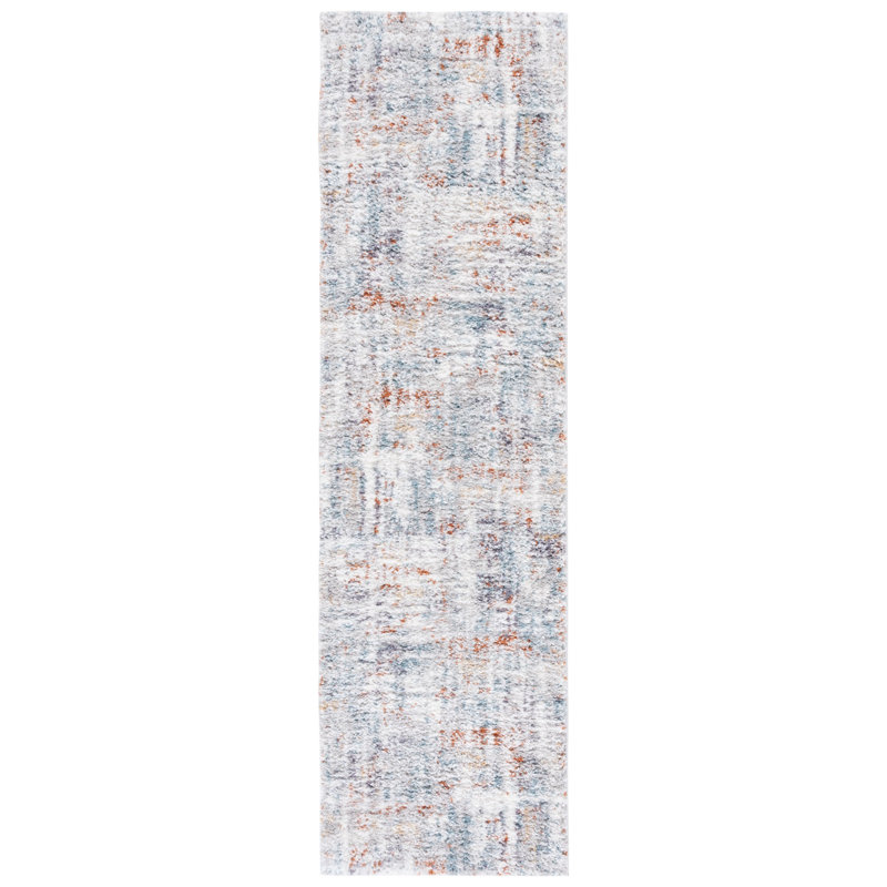 Gregor Padula Abstract Blue Rust/Ivory Area Rug, Runner 2'3" x 8'