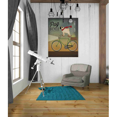 «Pug on a Bike» par Ryan Fowler, art mural sur toile
