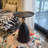 Petite petite table d'appoint ronde noire pour les petits espaces, tables de bout modernes à piédestal pour le salon, table d'appoint unique, table à boissons, table à martini en métal pour fauteuil inclinable, chambre à coucher