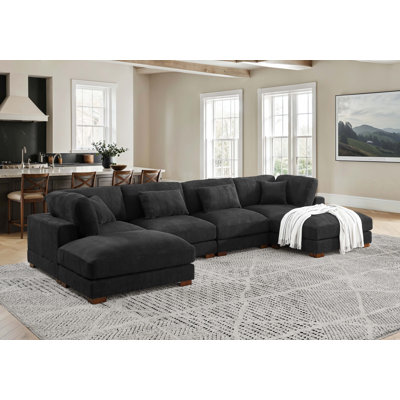 Andreco 144" Wide Reversible Modular Corner Sectional with Ottoman