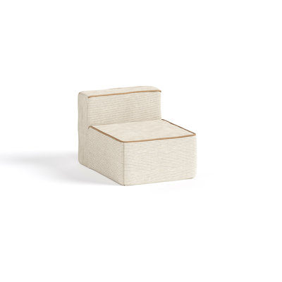 Beige Armless Sofa With Footrest &one Cushion