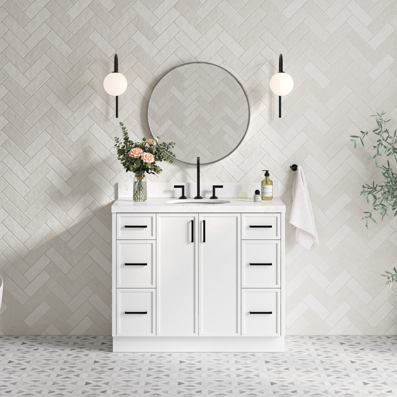 Base de meuble-lavabo simple 42 po Ariel Kelley, Blanc