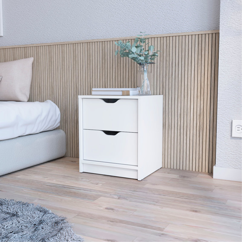 La table de chevet de la chambre à coucher 2 en blanc - Améliore le niveau d'organisation avec des tiroirs spacieux idéaux pour une utilisation