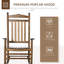 Chaise berçante à haut dossier en bois Traditional pour porche, intérieur / extérieur, brun