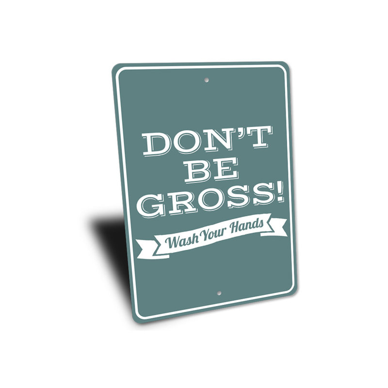 Plaque en aluminium «Wash Hands», H 14 po x l 10 po x P 0,04 po