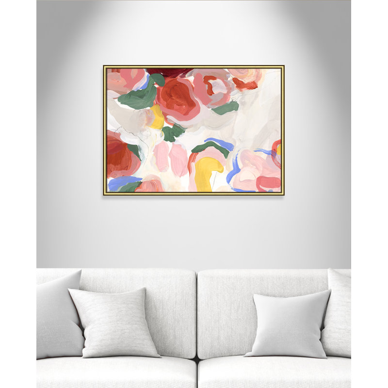 «Elspeth Pastel Flowers I» par Isabelle Z - reproduction de peinture encadrée, H 26,75 po x l 36,75 po x P 0,88 po