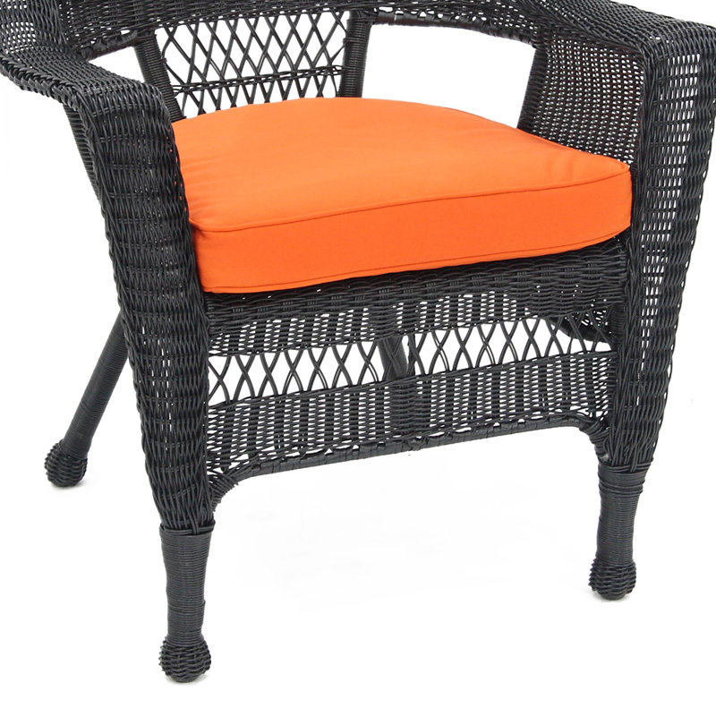 Chaise de patio avec coussins Burrowes, Blanc, Orange