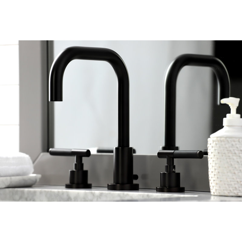 Kingston Brass Kaiser Two-Handle 3-Hole Deck Mount Widespread Bathroom Faucet with Brass Pop-Up Drain, Oil Rubbed Bronze
