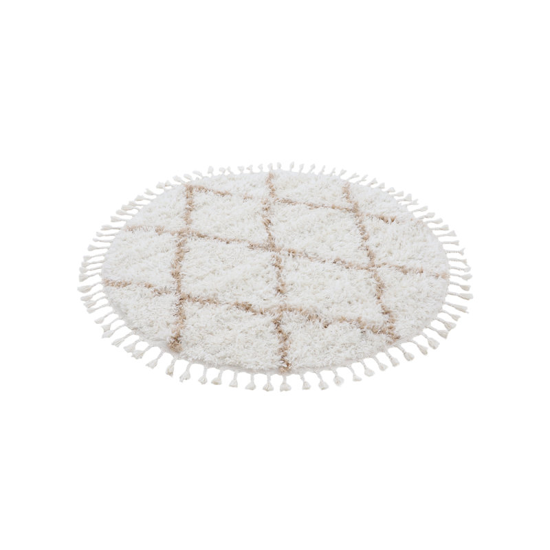 Eddy Shaggy Boho Beige Rug, Round 200cm