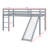 Sturdy Rubberwood Kids Loft Bed With Built-In Storage, Safety Ladder And Full Guardrails-1320298150