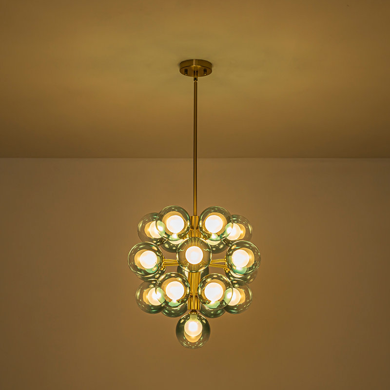 Lustre 19 niveaux à bulles dégradées bleu clair