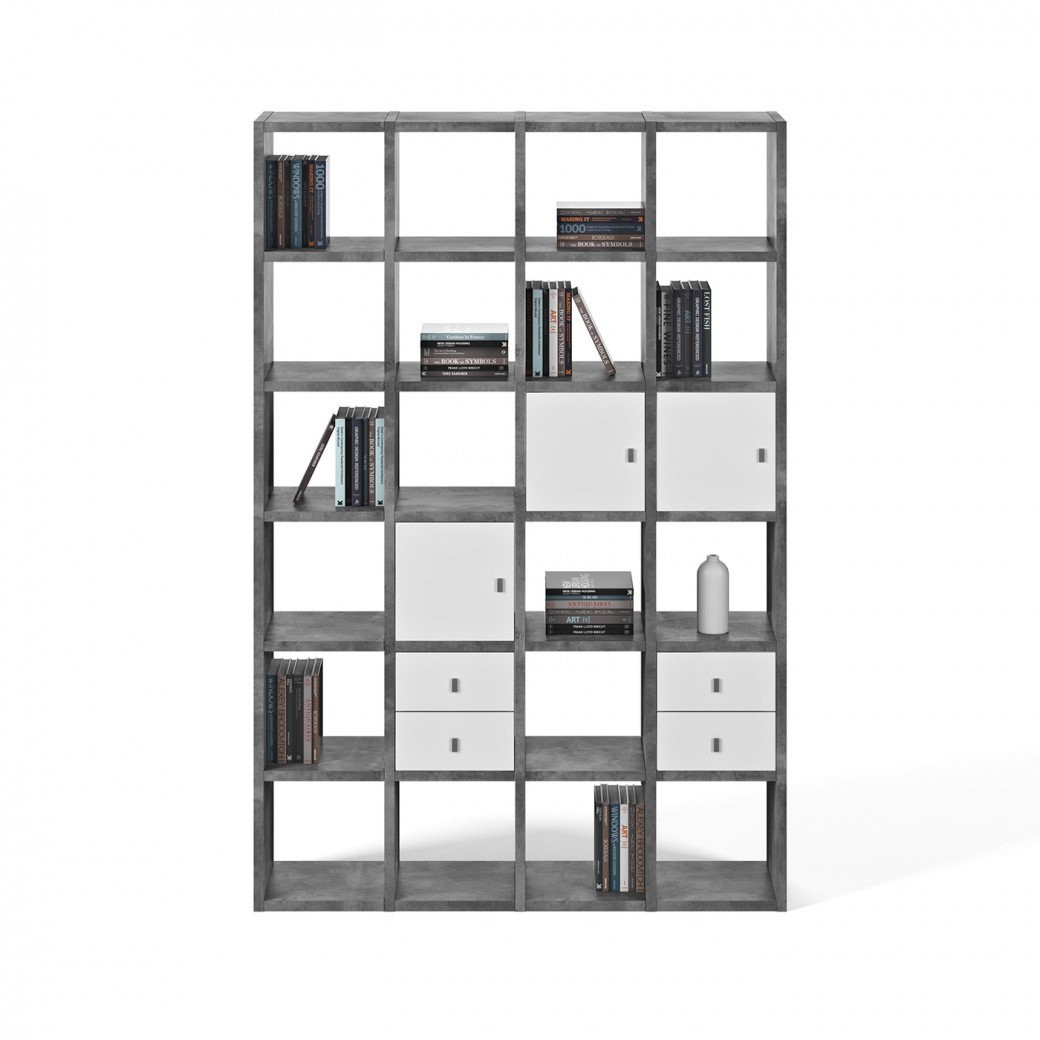 Araeya Wide Bookcase, Concrete
