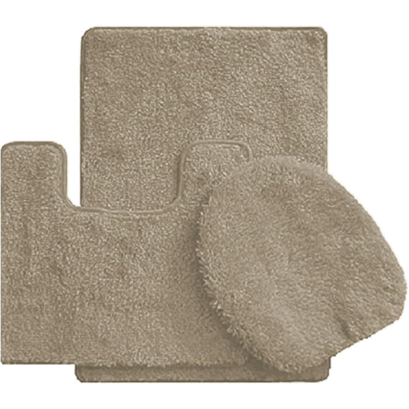 Gorete Polypropylene Non-Slip Bath Rug Set, Beige