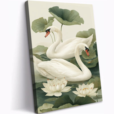 GUTTATY Swan Wall Art Picture Vintage Canvas Decor, Elegant Swan Painting Artwork Decor for Farmhouse Bathroom Nursery Bedroom, 20x30 inches