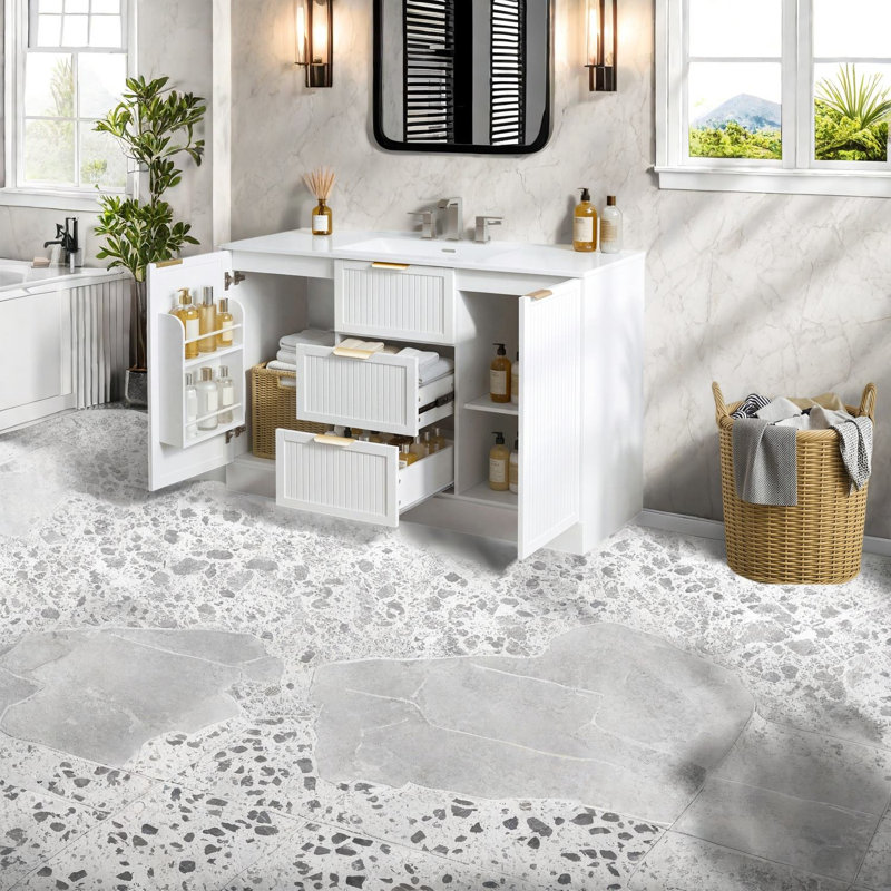 Modern Vanities(Must include both Vanity Cabinet  and Sink), White MDF Storage Vanity
