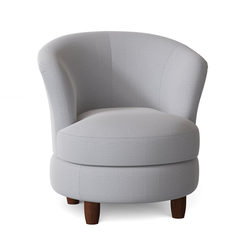 Fauteuil demi-tonneau Palmona, Tissu performance gris colombe, Noyer foncé
