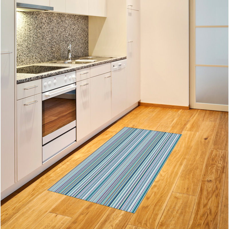 Tapis décoratif rayé en fibre de polyester à haute densité, Rectangle 2 pi 7 po x 5 pi