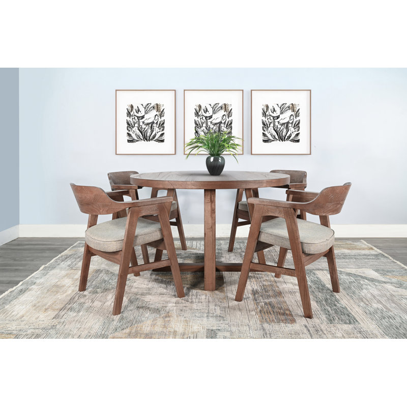 Mia 48" Round 5-Piece Wood Dining Set, 30" H x 48" W x 48" D