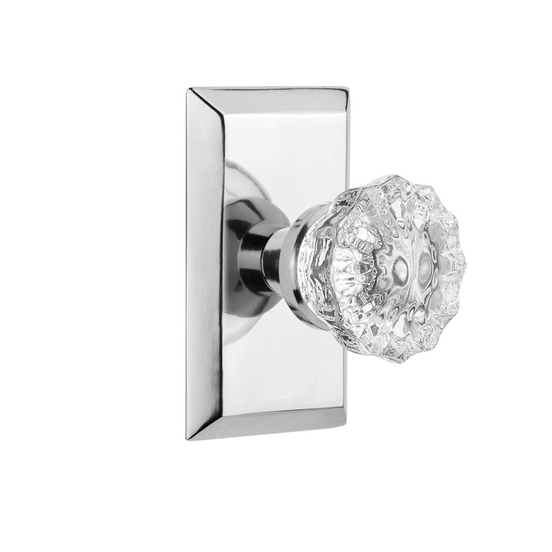 Studio Plate with Crystal Door Knob, 2-3/4", Bright Chrome