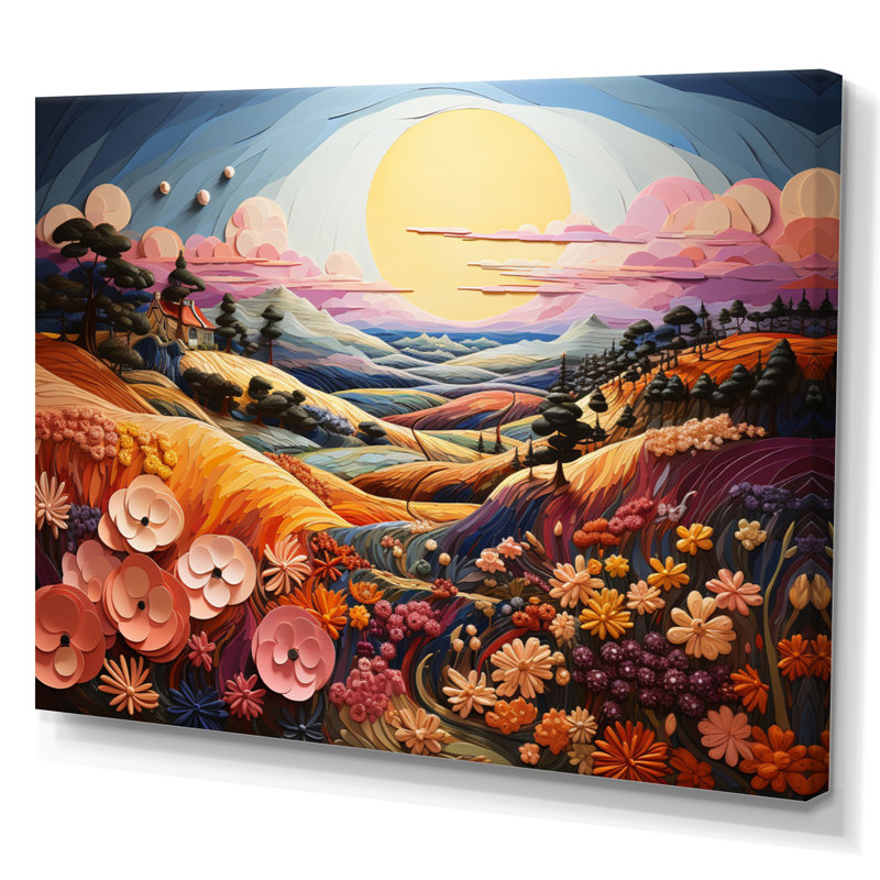 «Countryside Pastel Hills Patchwork I», reproduction d'art sur toile, H 16 po x l 32 po x P 1 po, Toile tendue