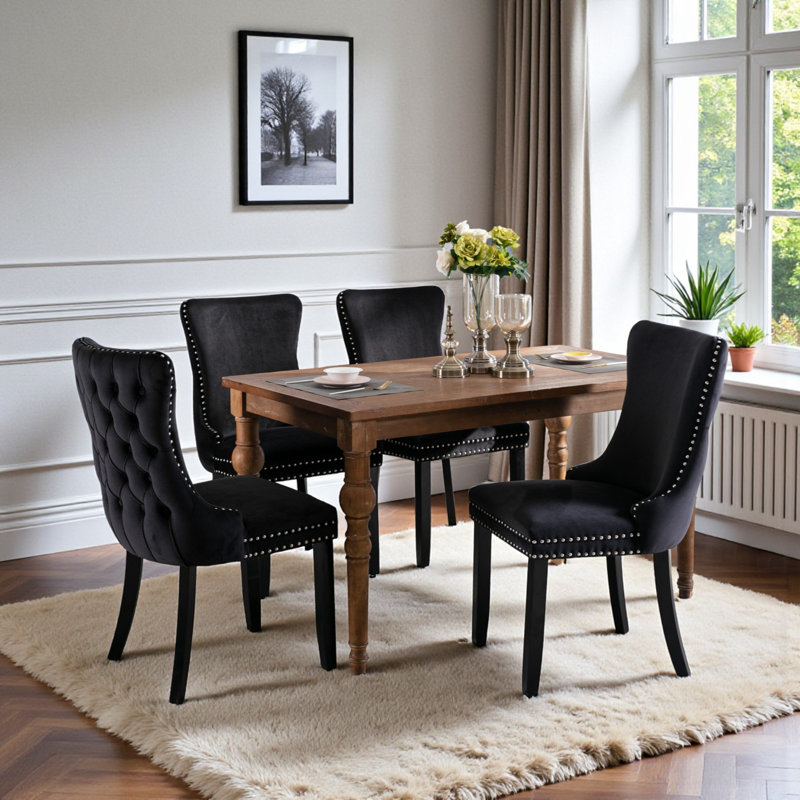 Chaise parsons rembourrée Seita, 6, Noir, Noir