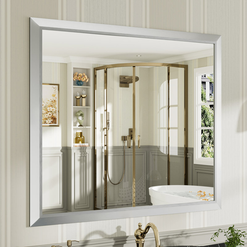Miroirs de salle de bain modernes et contemporains en métal biseauté rectangulaire / carré avec verre trempé HD